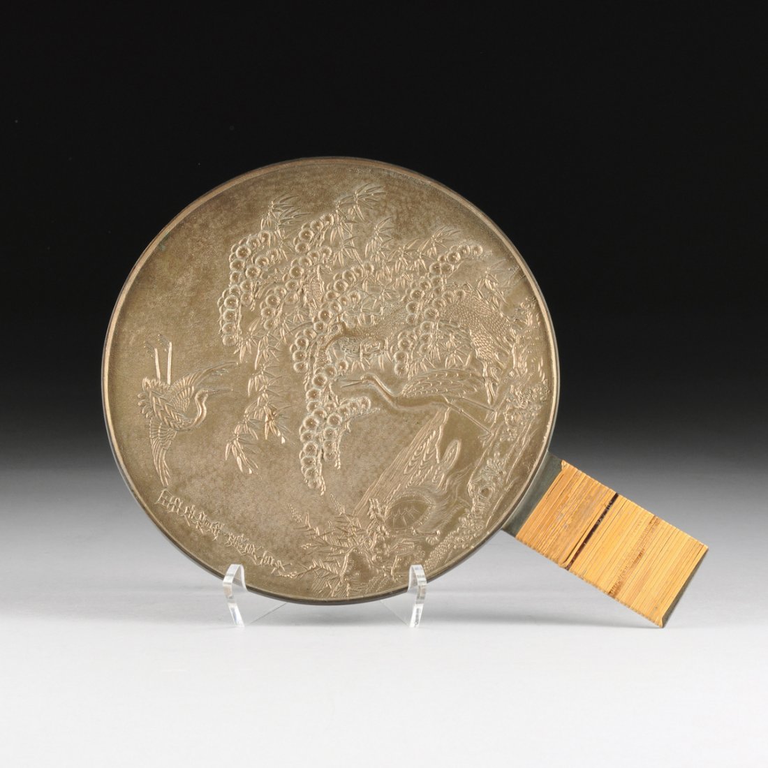 A LARGE JAPANESE SILVERED AND ORNATELY CAST BRONZE HAND (1 of 4)