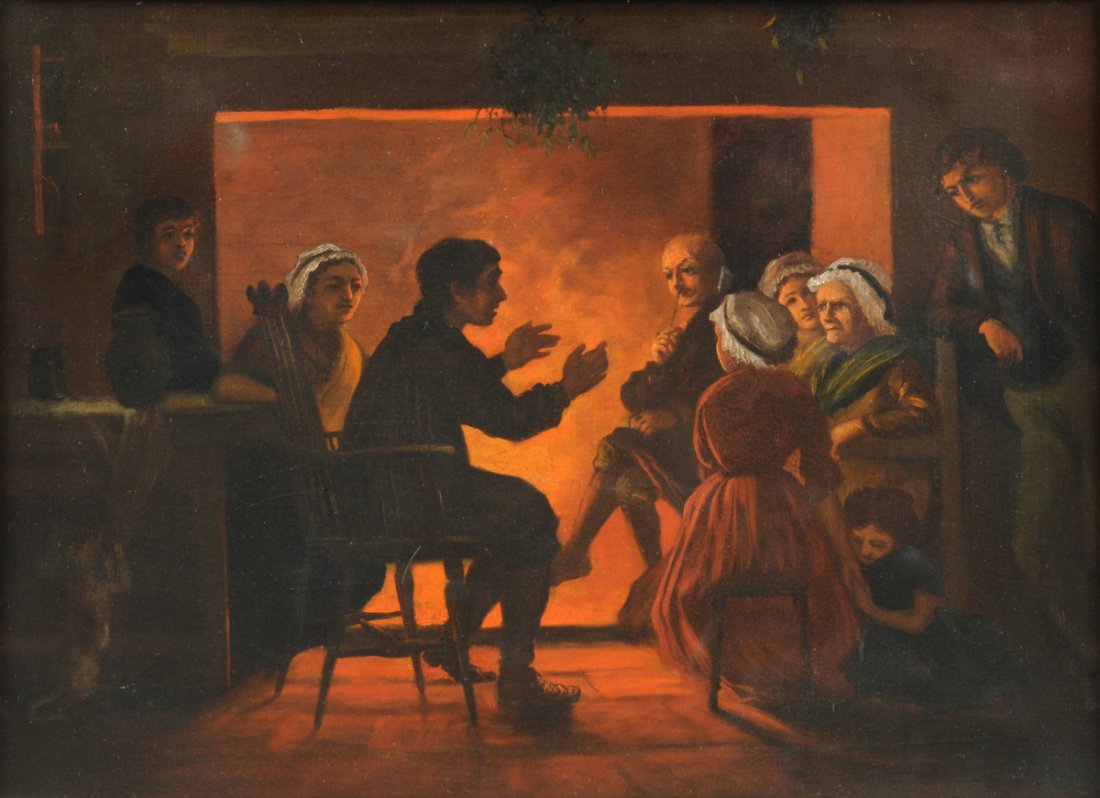 DUTCH SCHOOL (19th Century) A PAINTING, "The: DUTCH SCHOOL (19th Century) A PAINTING, "The Storyteller," oil on canvas. 22" x 30"