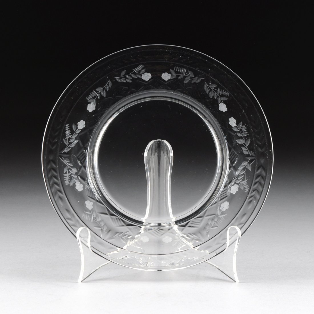 A SET OF TWELVE VINTAGE CUT AND ETCHED CRYSTAL SALAD (1 of 4)