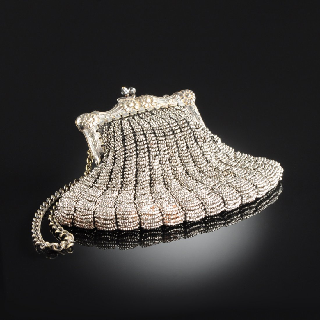A LATE VICTORIAN LADY'S CUT STEEL BEADED SAC A MAIN, (1 of 6)