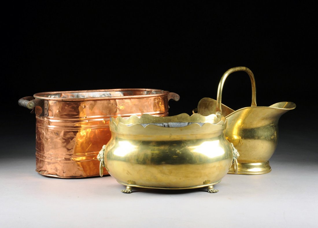 A GROUP OF THREE ENGLISH AND CONTINENTAL COPPER AND (1 of 9)