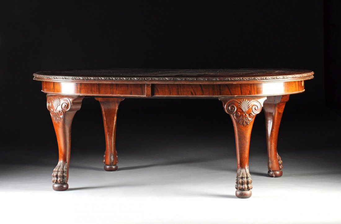 A VINTAGE ENGLISH CARVED WALNUT DINING TABLE, EARLY (1 of 4)