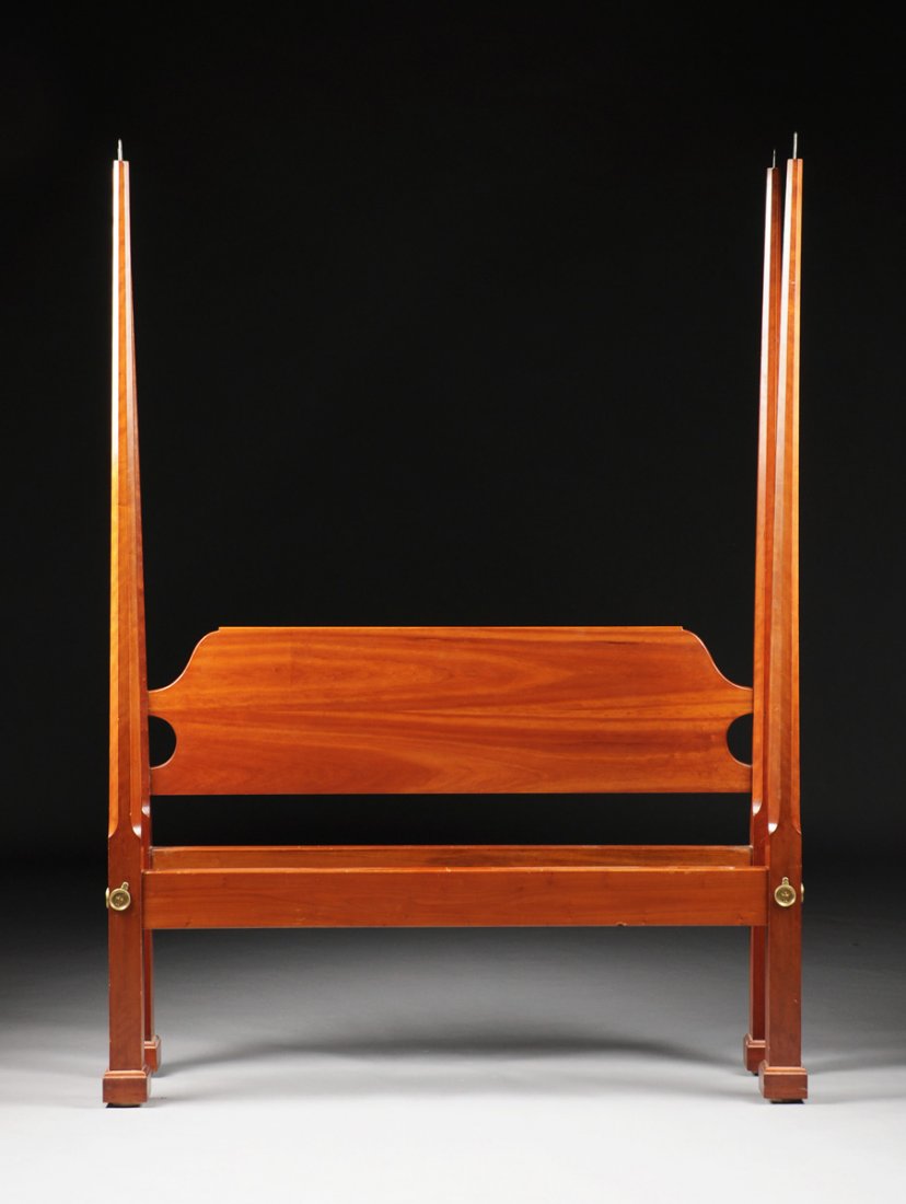 A FEDERAL STYLE CARVED CHERRY WOOD FOUR POSTER BED, BY (1 of 5)