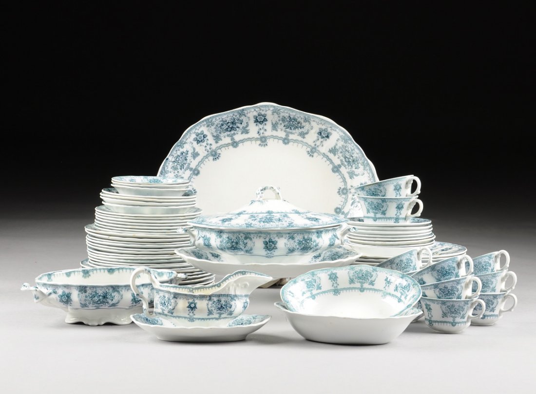A SIXTY-ONE PIECE ENGLISH FURNIVAL DINNER SERVICE, (1 of 9)