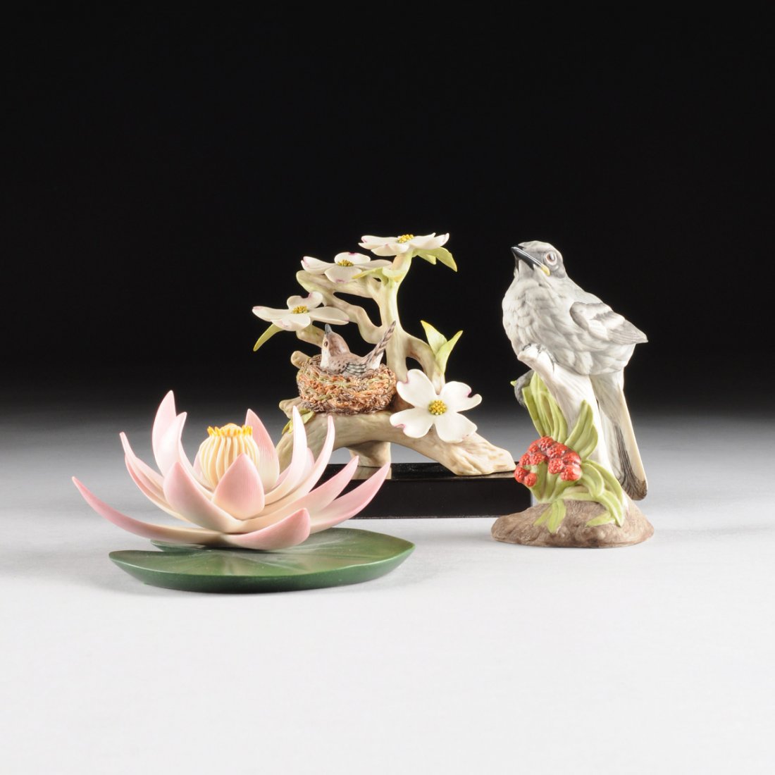 A GROUP OF THREE AMERICAN POLYCHROME PAINTED PORCELAIN (1 of 10)