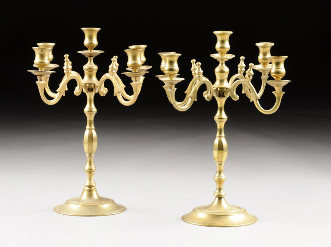 A PAIR OF FIVE-LIGHT CANDELABRA, EARLY 20TH CENTURY, (1 of 2)