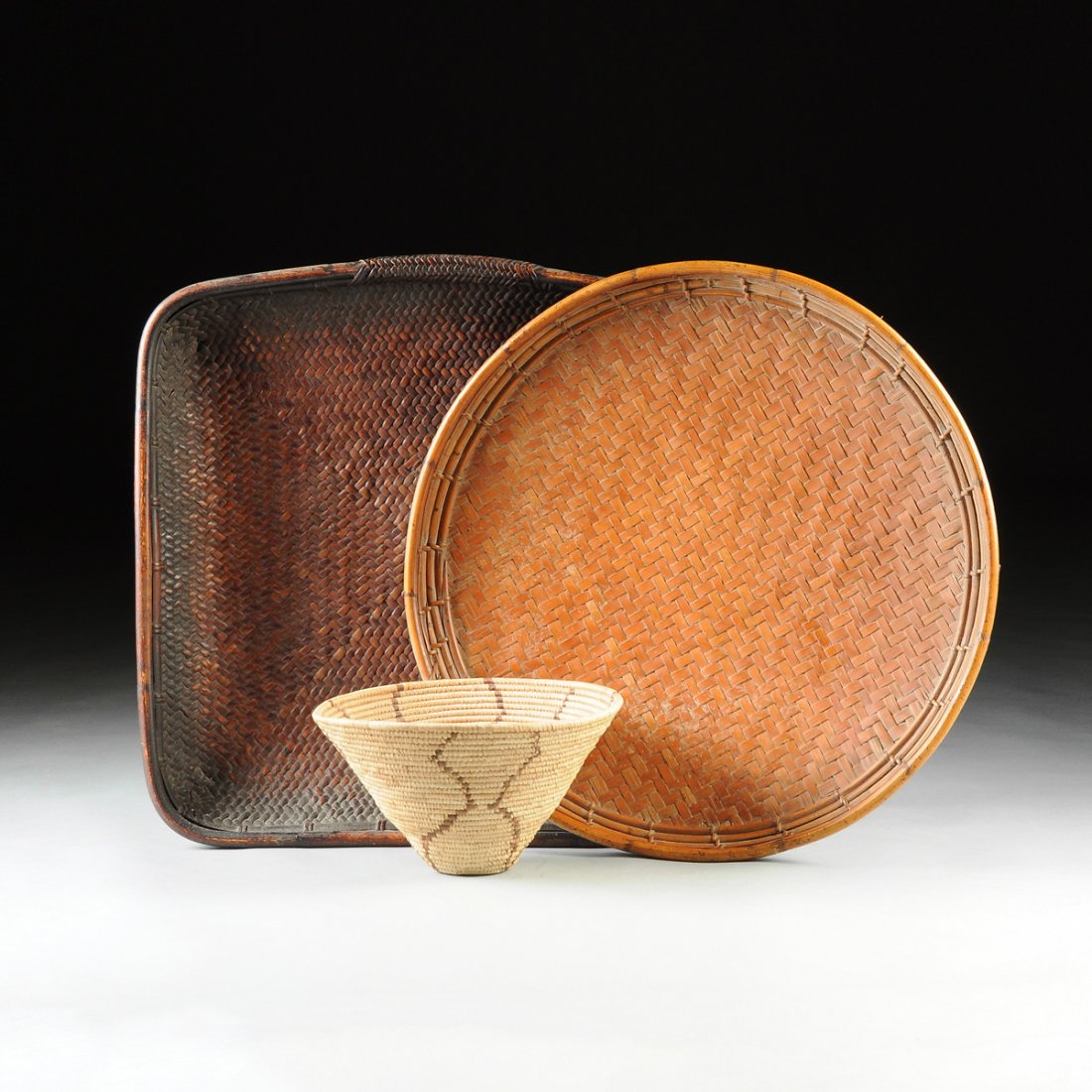 A NATIVE AMERICAN BASKET TOGETHER WITH TWO LARGE SOUTH (1 of 10)