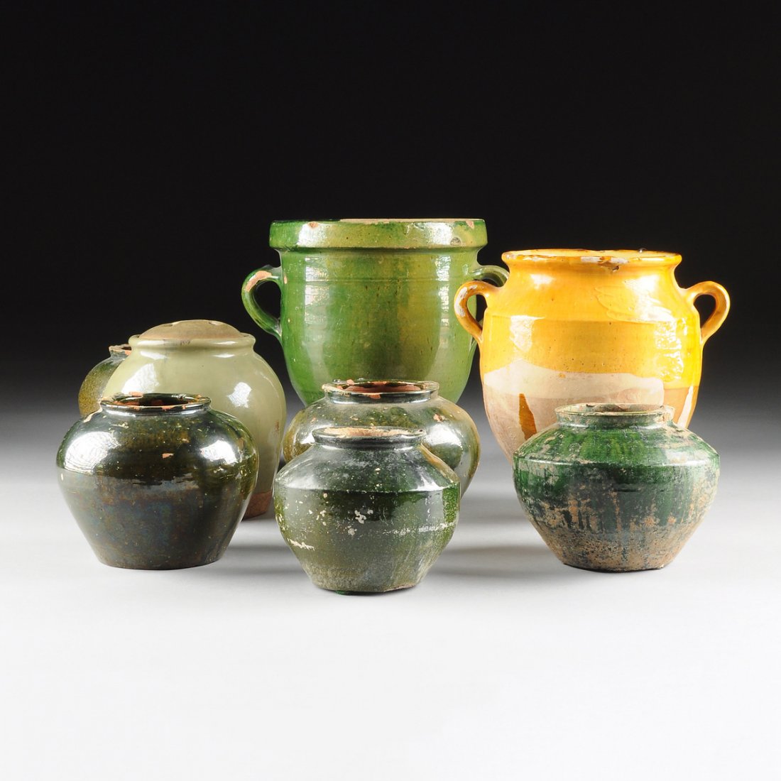 A GROUP OF EIGHT VINTAGE CONTINENTAL GLAZED EARTHENWARE (1 of 10)