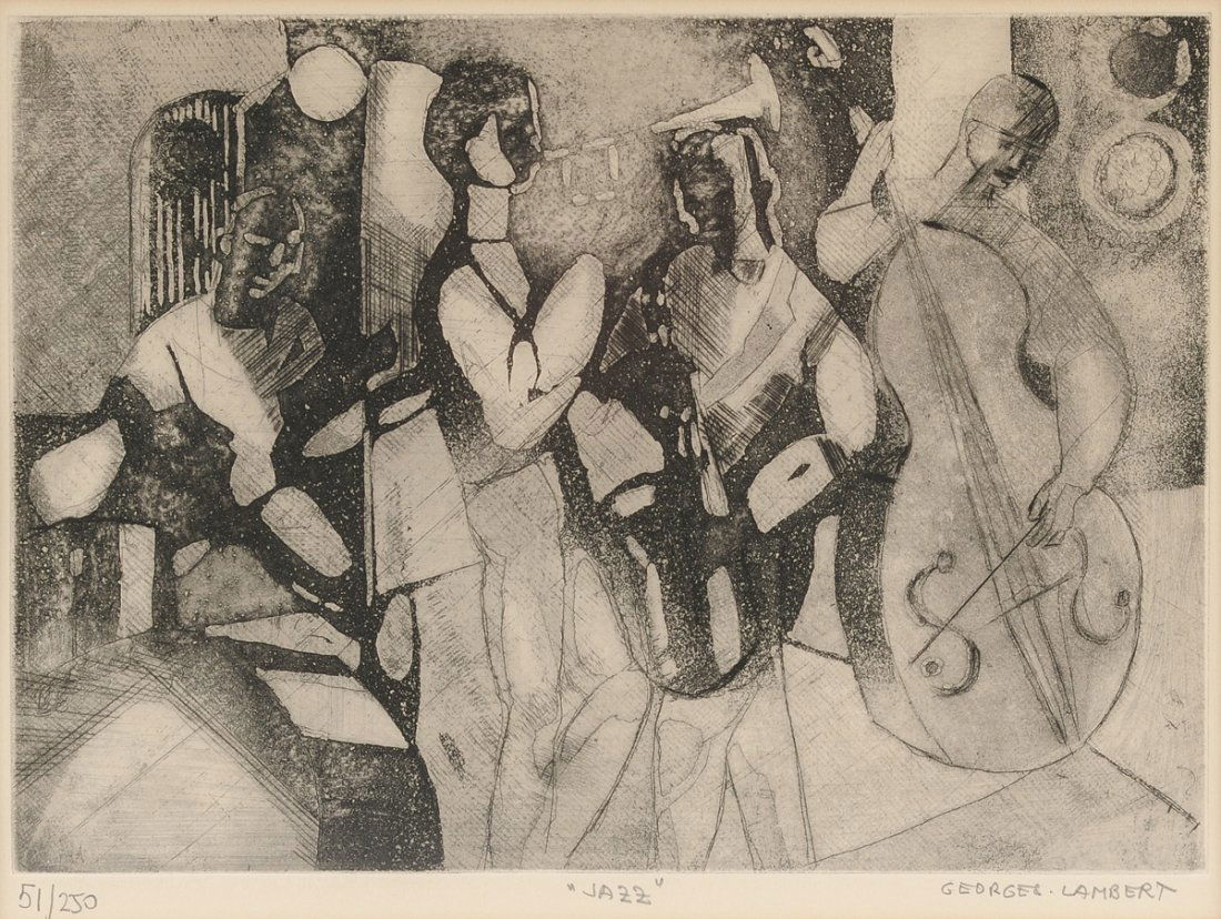 GEORGES LAMBERT (French 1919-1998) AN ETCHING, "Jazz," (1 of 9)