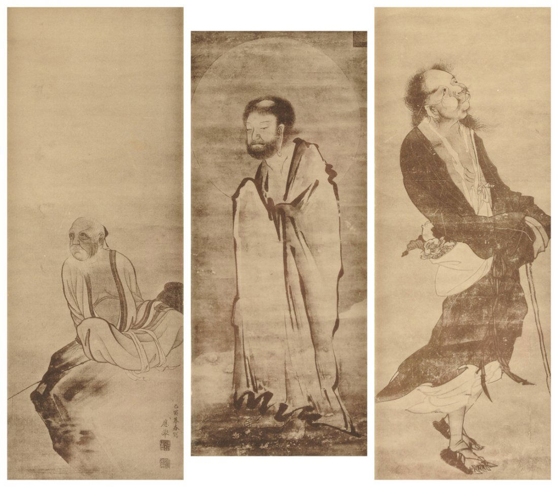 A GROUP OF THREE MATTED MEIJI PERIOD JAPANESE WOODBLOCK (1 of 10)