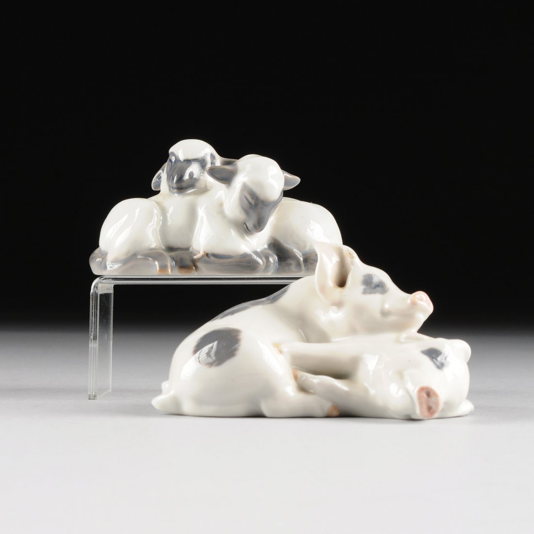 TWO ROYAL COPENHAGEN POLYCHROME PAINTED PORCELAIN FARM (1 of 10)