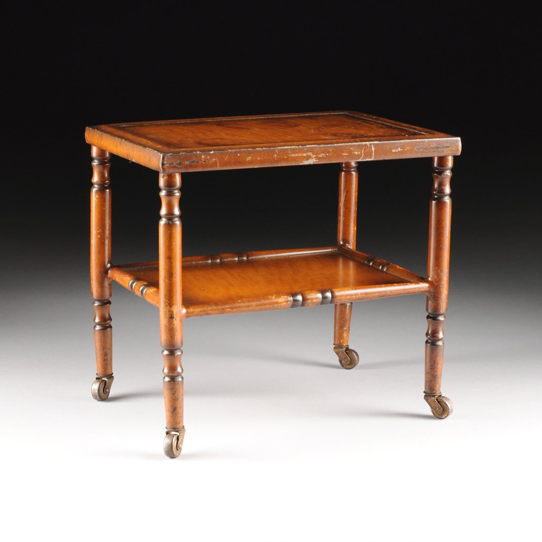 A DIMINUTIVE REGENCY STYLE FAUX GRAINED METAL "WHAT (1 of 5)