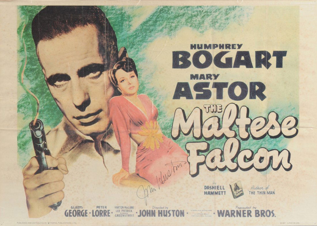 AN AUTOGRAPHED JOHN HUSTON FOLDED COLOR HALF-SHEET (1 of 9)