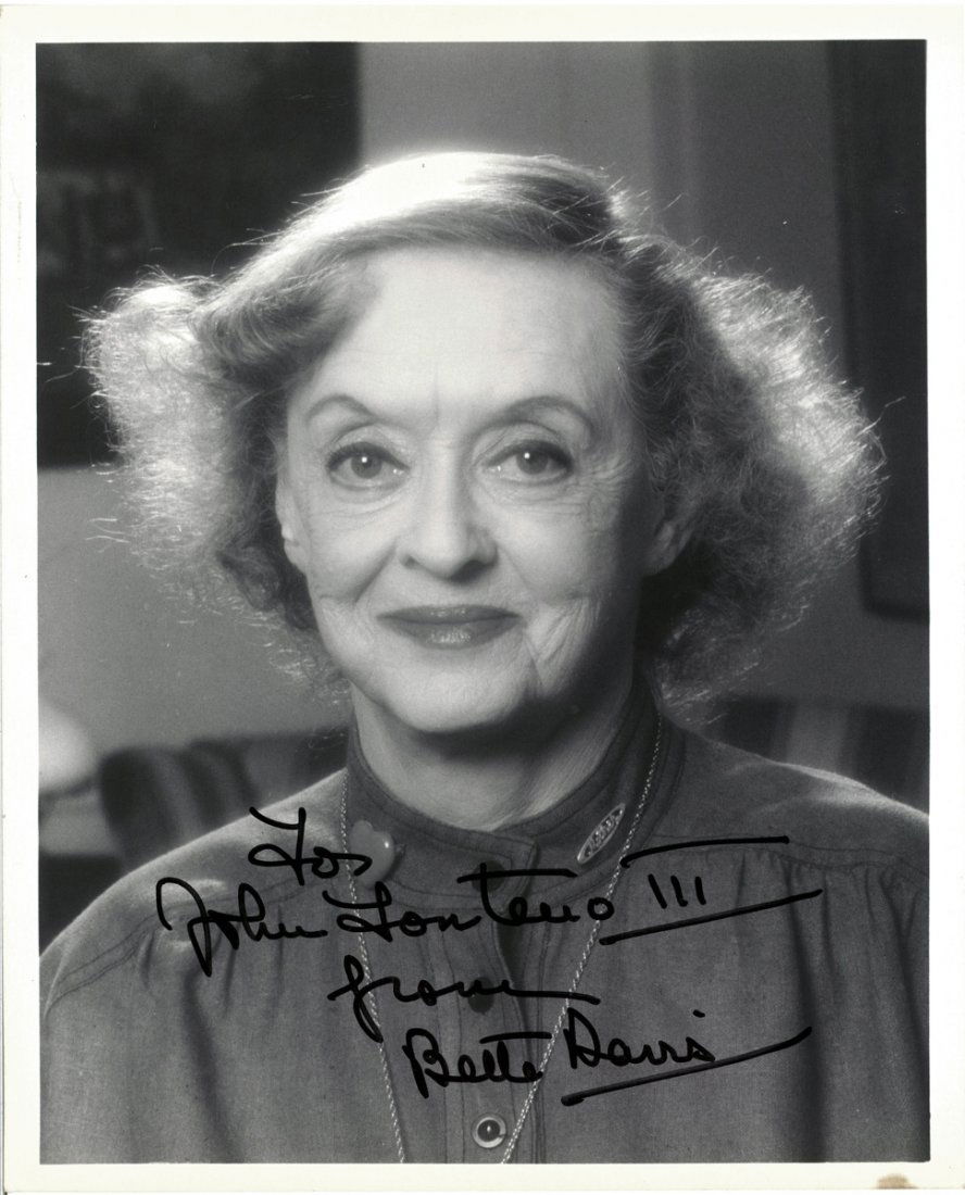 A BETTE DAVIS AUTOGRAPHED AND INSCRIBED 8" X 10" BLACK (1 of 1)