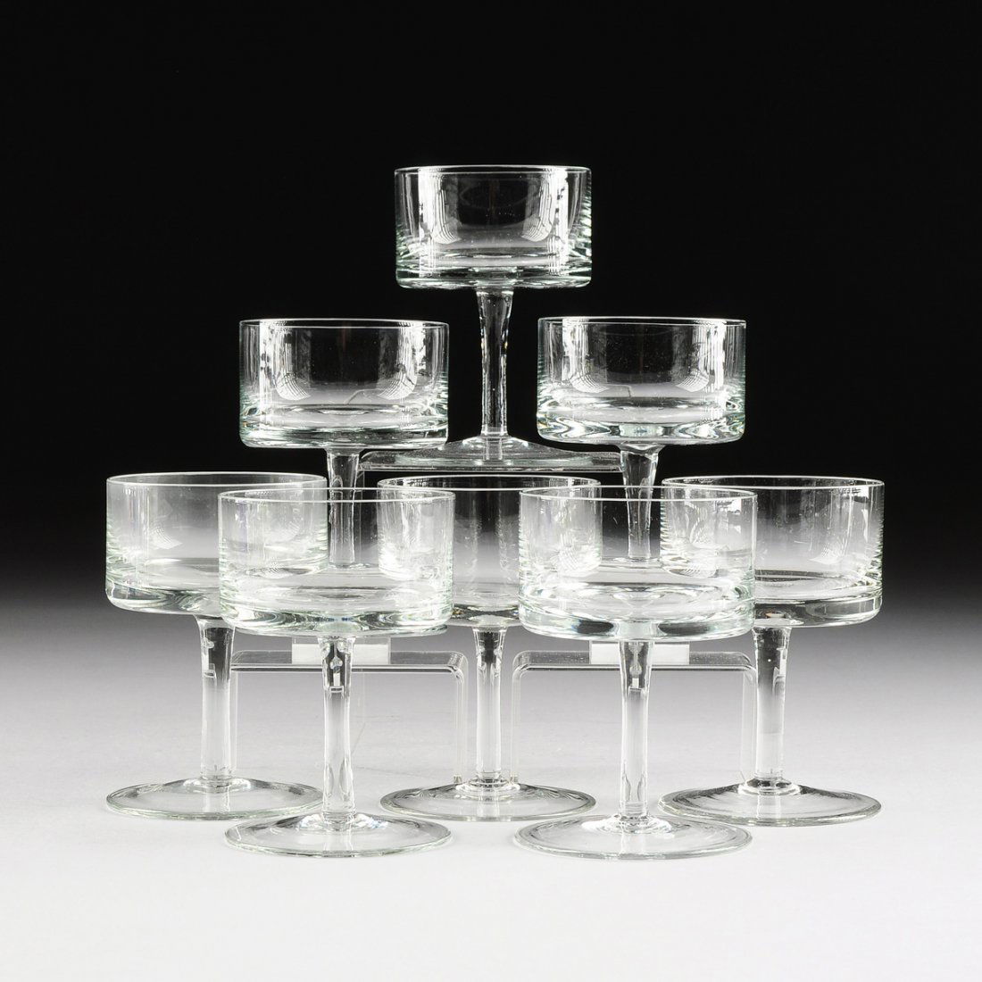 A SET OF EIGHT COLORLESS GLASS SHERBET OR COCKTAIL (1 of 4)