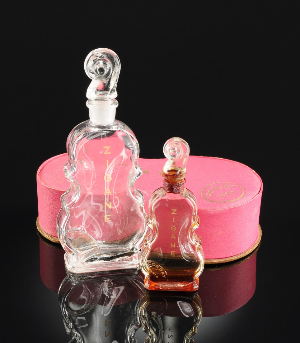 TWO "ZIGANE" GLASS FIGURAL PERFUME BOTTLES AND (1 of 10)