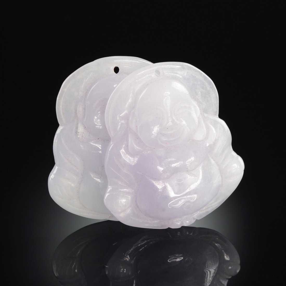 TWO CHINESE CARVED JADE PENDANTS, MODERN, (1 of 1)