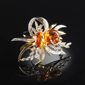 A 14K YELLOW GOLD, WHITE GOLD, AND CITRINE QUARTZ AND