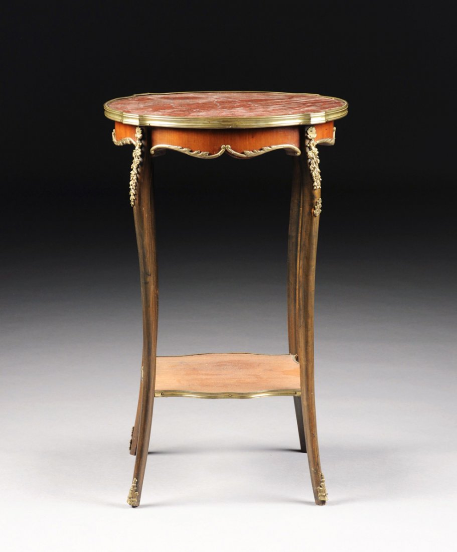 A LOUIS XV STYLE GILT BRONZE MOUNTED CARVED WOOD AND (1 of 4)