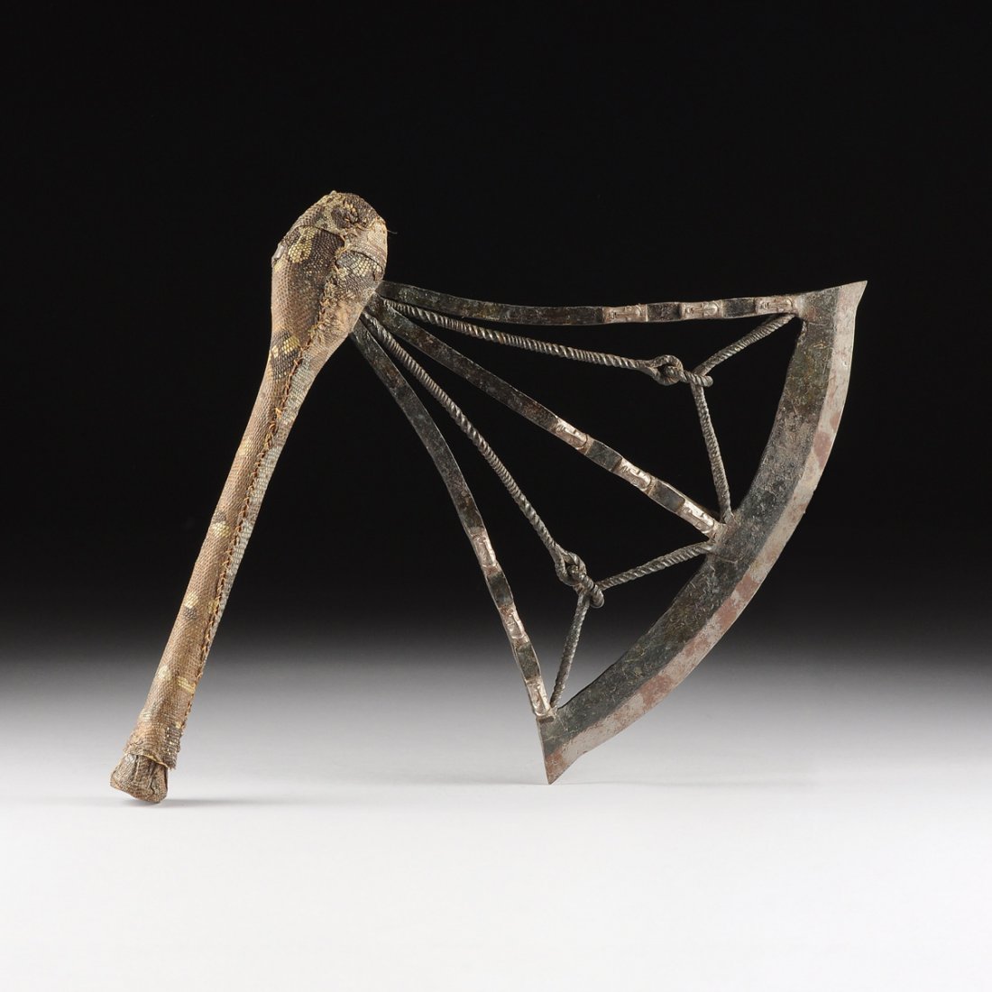 A SONGYE WROUGHT IRON CEREMONIAL AXE, DEMOCRATIC (1 of 9)