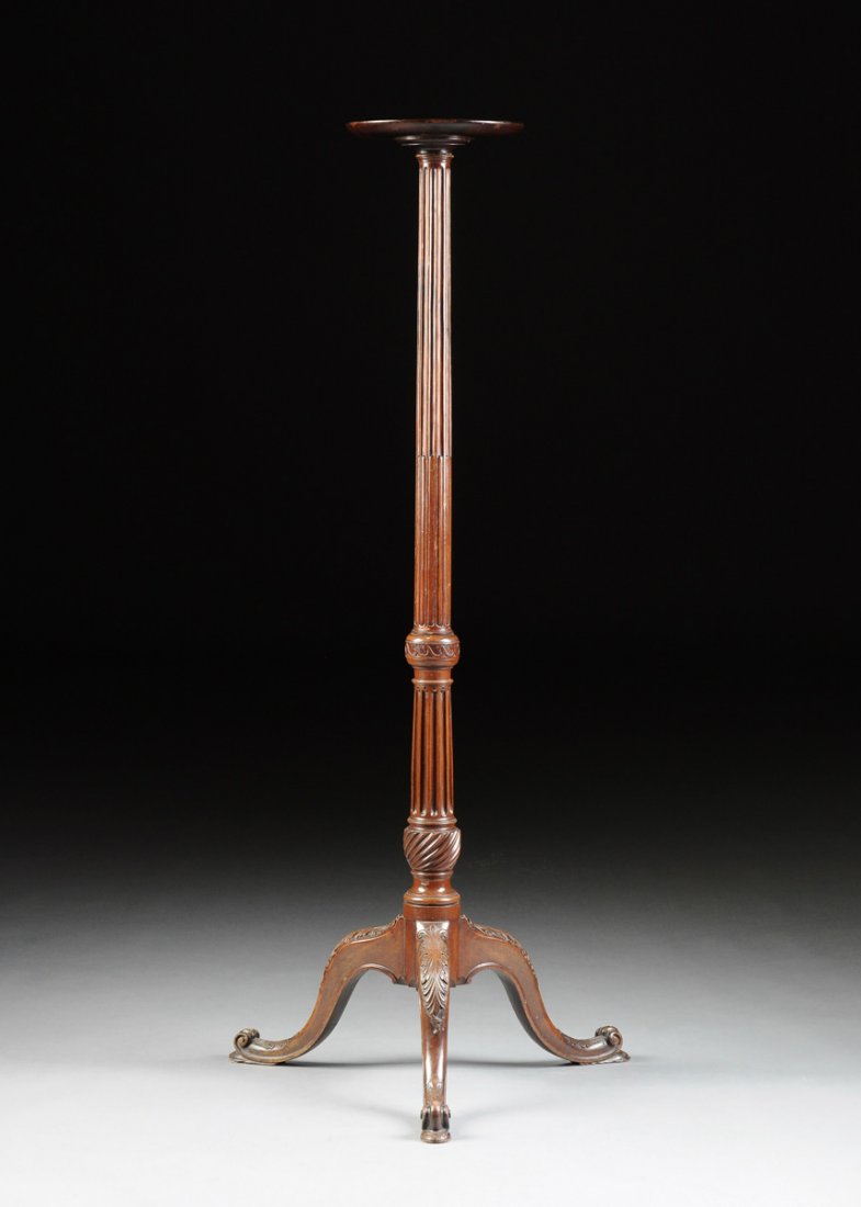 A GEORGE II CARVED MAHOGANY TORCHERE, 18TH CENTURY, (1 of 6)