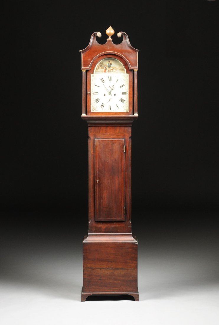 AN ANTIQUE ENGLISH PROVINCIAL MAHOGANY LONGCASE CLOCK, (1 of 10)