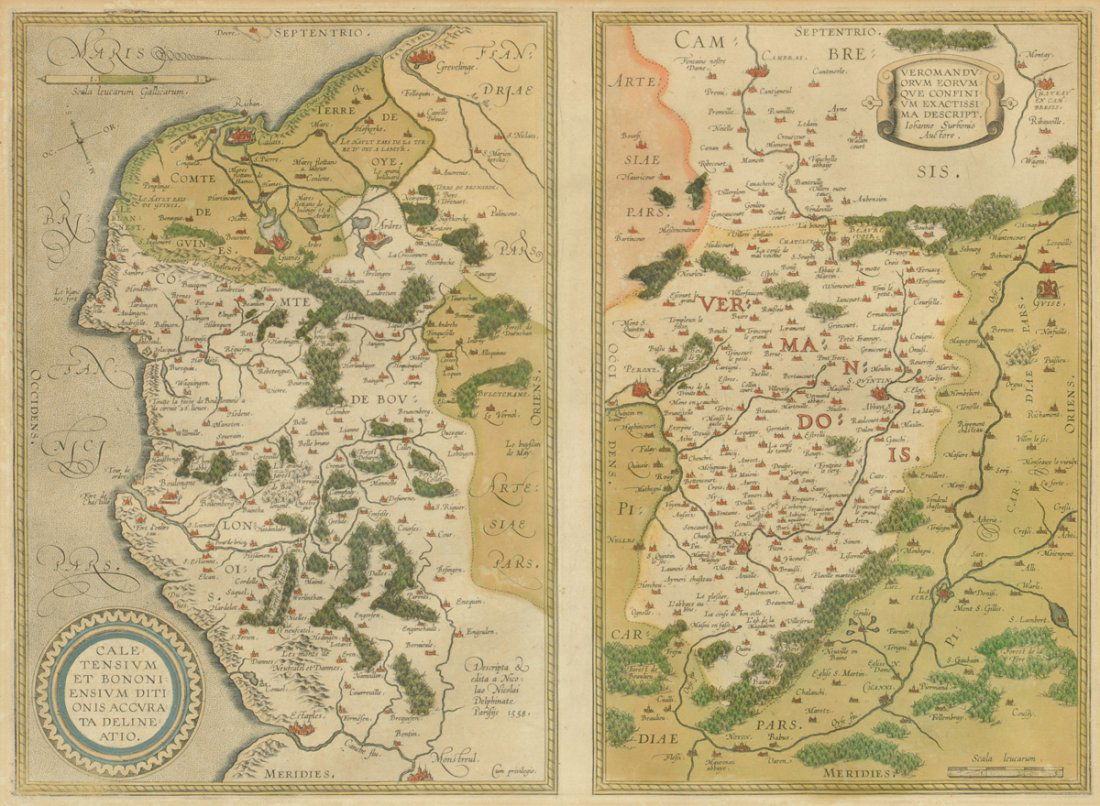 A FRAMED BELGIQUE TWO-PART HAND COLORED COPPER PLATE (1 of 9)