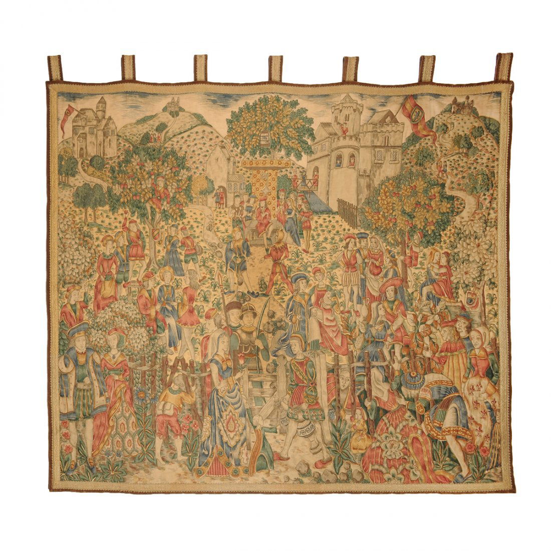 A MEDIEVAL REVIVAL STYLE POLYCHROME PRINTED FABRIC (1 of 7)