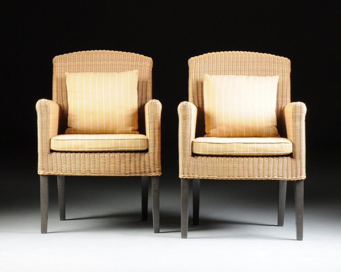 A SET OF FOUR VENEMAN COLLECTIONS WOVEN POLYMER WICKER (1 of 8)