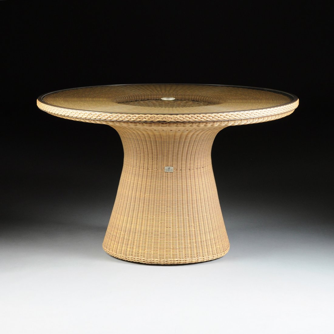 A VENEMAN COLLECTIONS GLASS TOPPED WOVEN POLYMER WICKER (1 of 6)