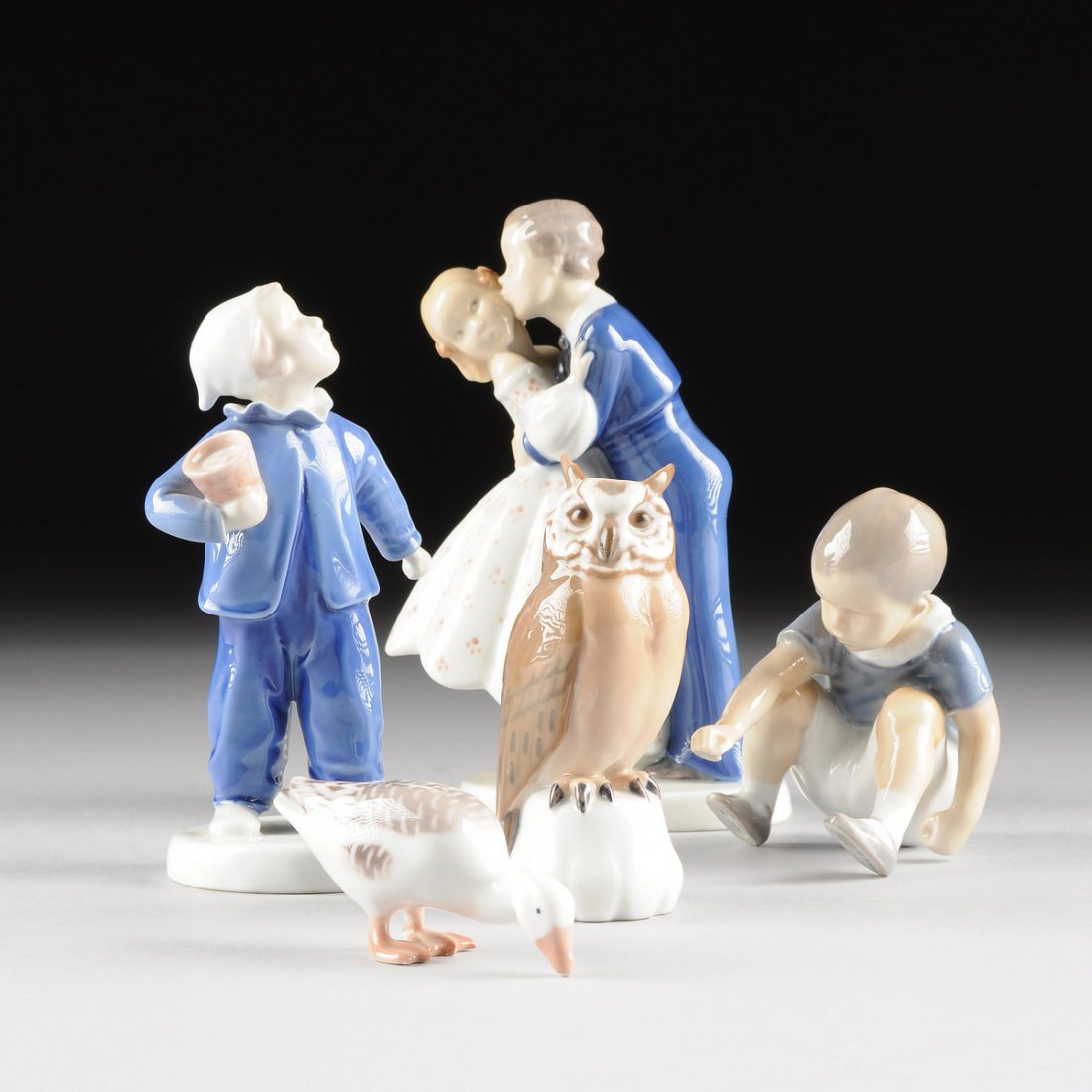 A COLLECTION OF FIVE BING & GRONDAHL POLYCHROME PAINTED (1 of 10)