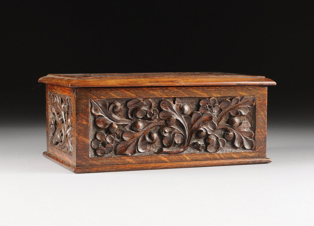AN ENGLISH GOTHIC REVIVAL CARVED OAK CORRESPONDENCE (1 of 9)