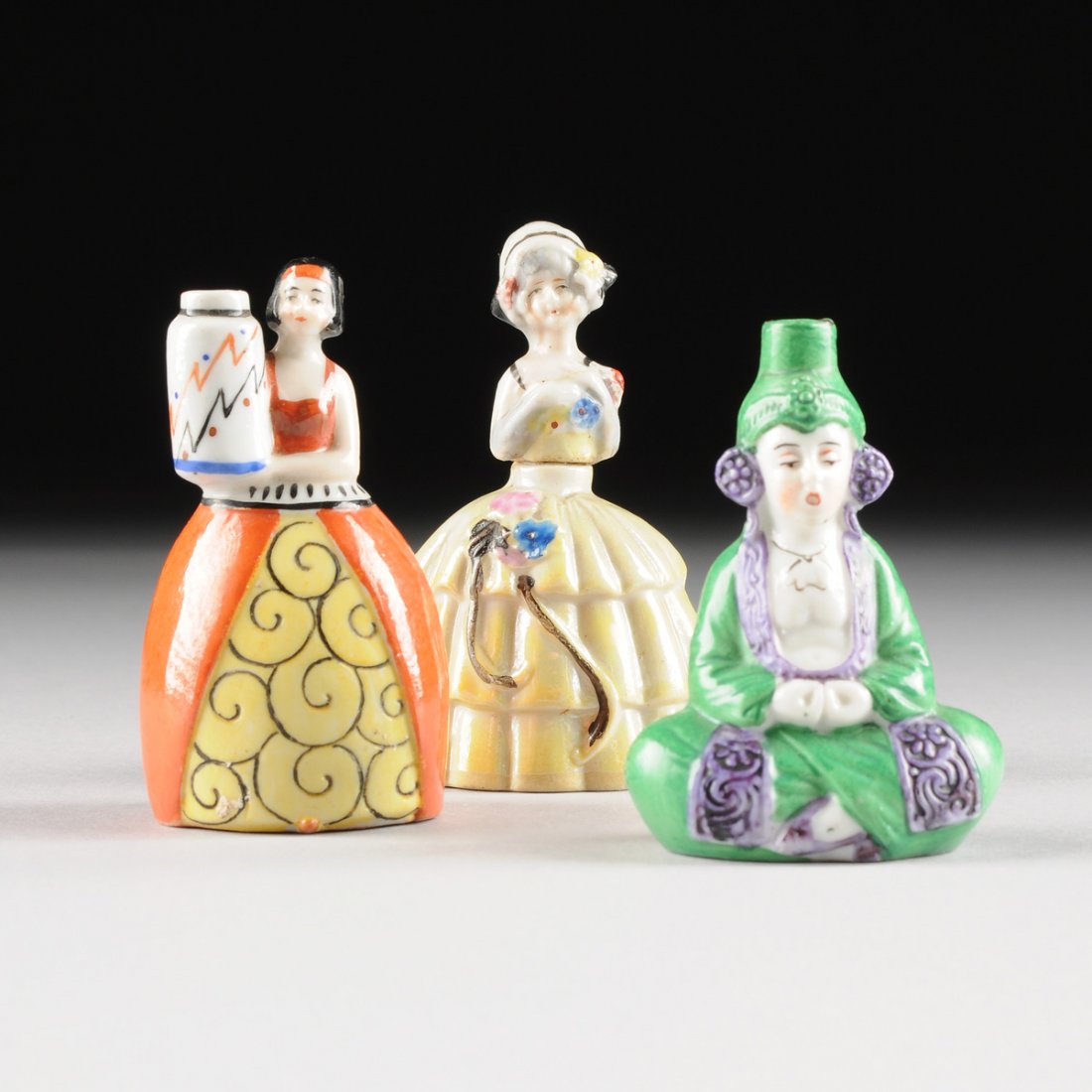 A GROUP OF THREE VINTAGE MINIATURE POLYCHROME ENAMELED (1 of 10)