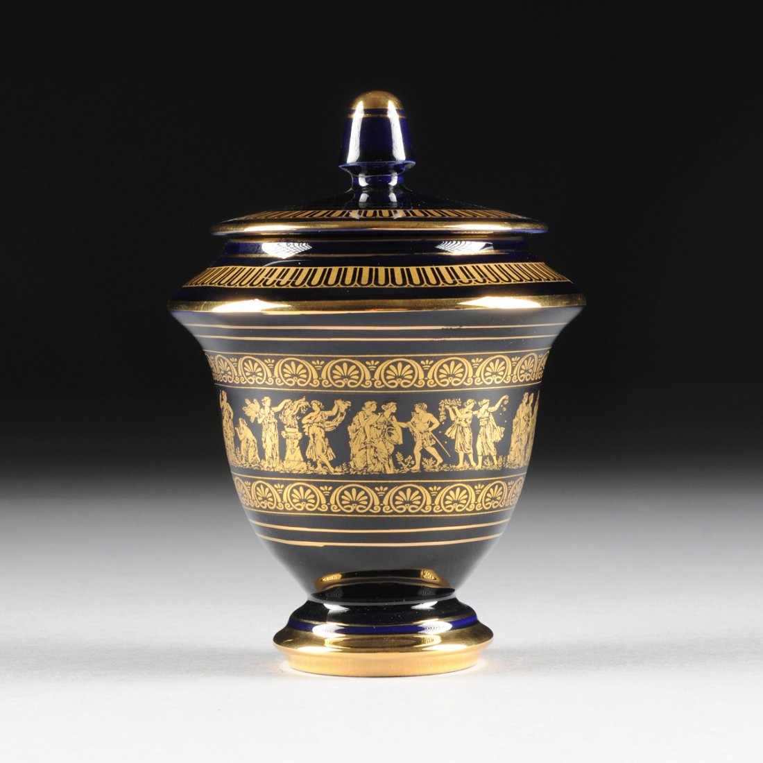 A NEOCLASSICAL STYLE PARCEL GILT COBALT BLUE LIDDED (1 of 5)
