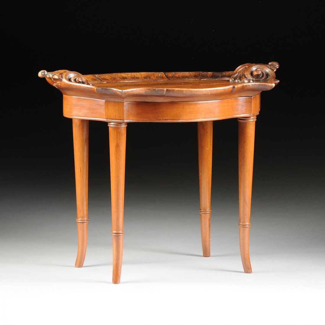 A ROCOCO REVIVAL CARVED WALNUT OCCASIONAL TABLE, EARLY (1 of 10)