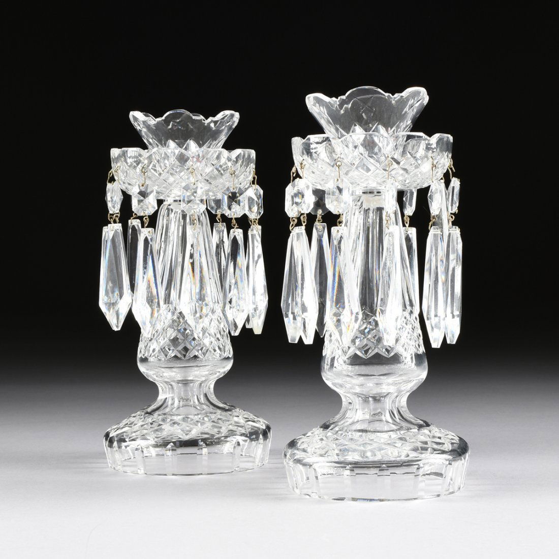 A PAIR OF WATERFORD CUT CRYSTAL CANDLESTICKS, SIGNED, (1 of 5)