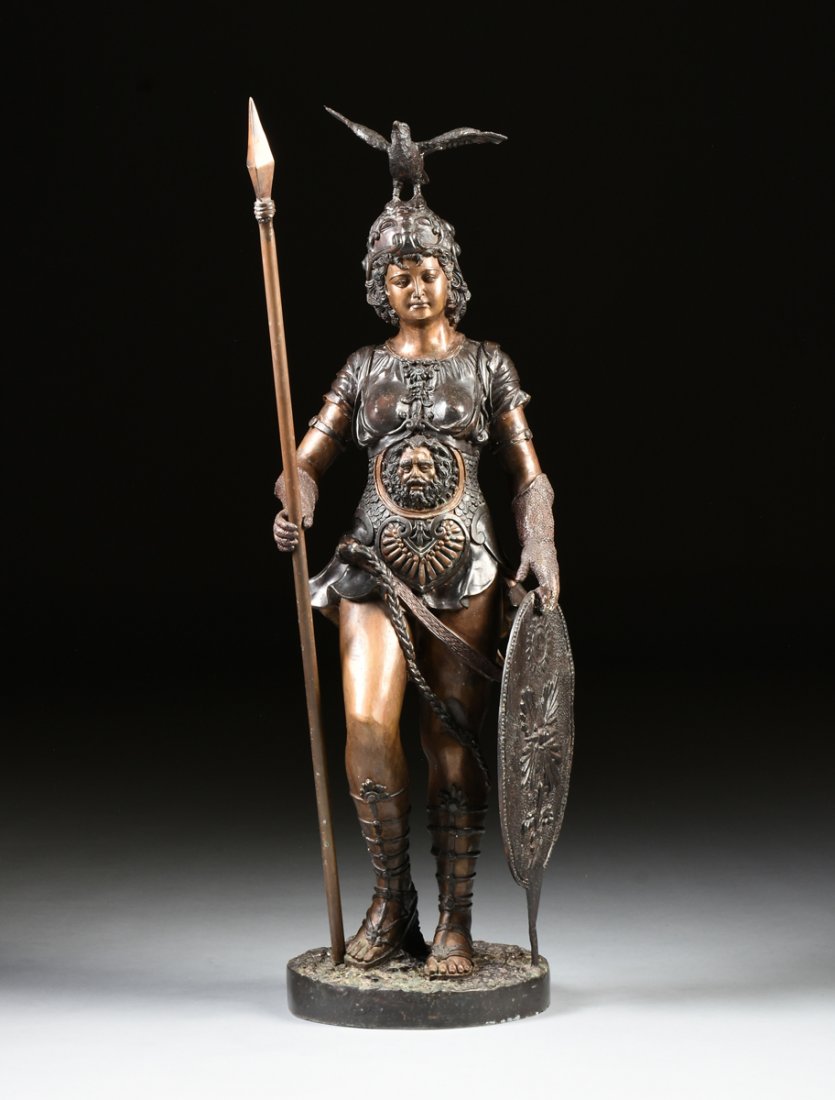 A LARGE BRONZE STATUE, (1 of 10)