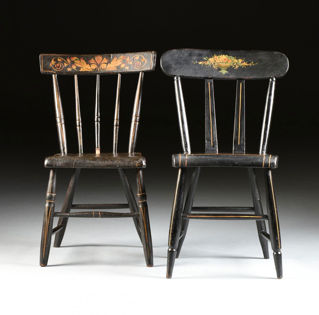 TWO PAIRS OF ANTIQUE AMERICAN POLYCHROME DECORATED (1 of 10)