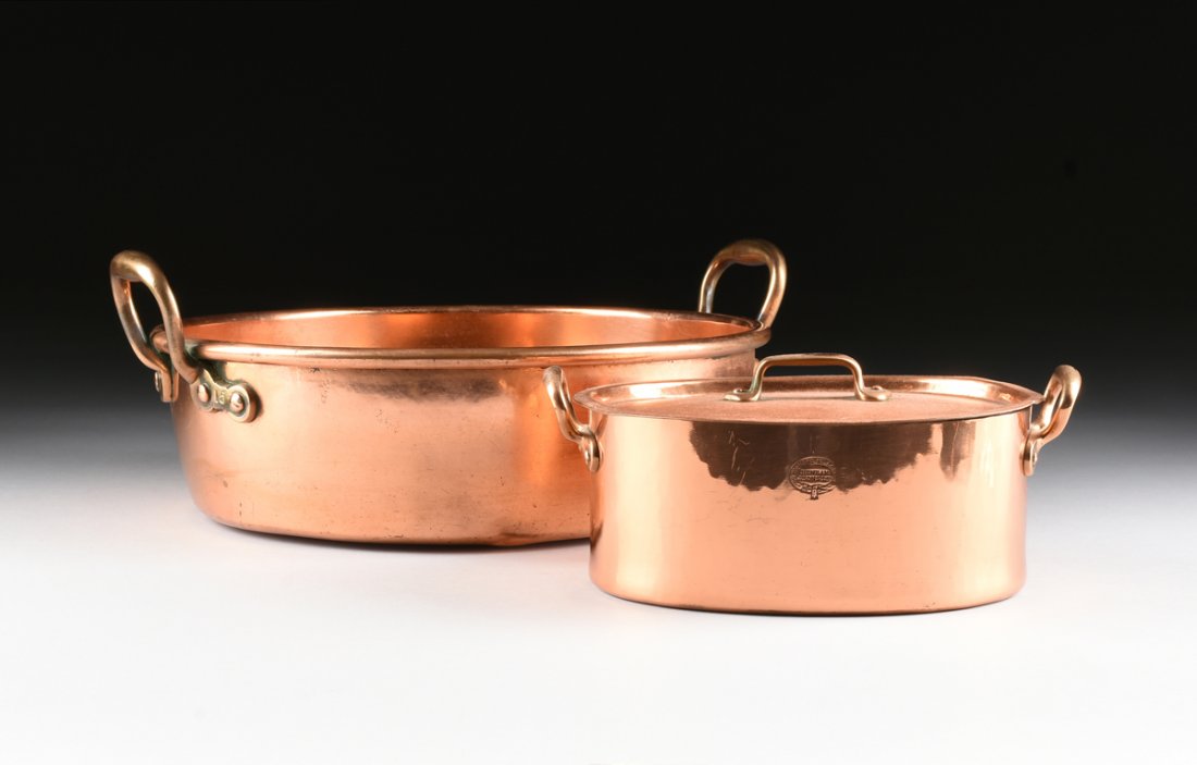 TWO COPPER COOKING WARES, (1 of 10)