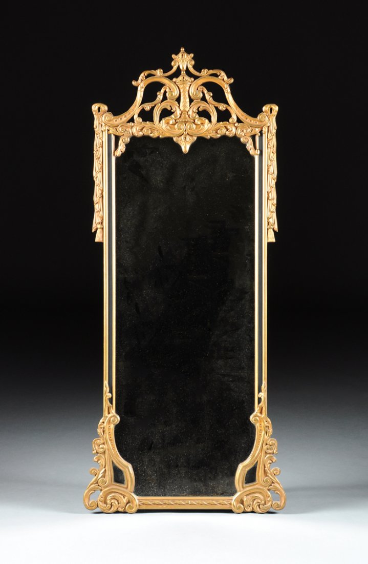 A NEOCLASSICAL STYLE CARVED GILTWOOD MIRROR, FIRST HALF (1 of 4)