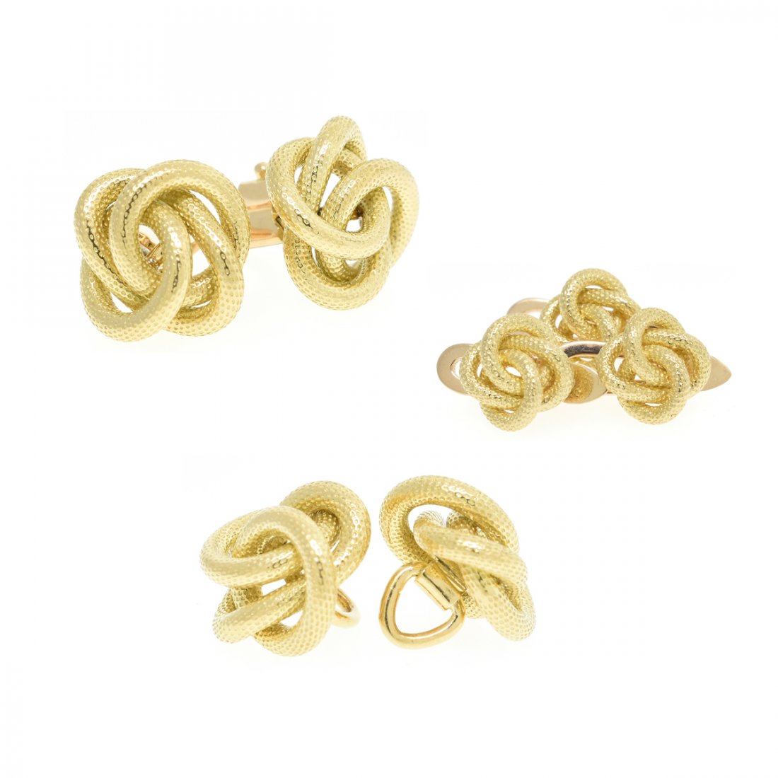 AN 18K YELLOW GOLD KNOT TUXEDO SET, (1 of 4)