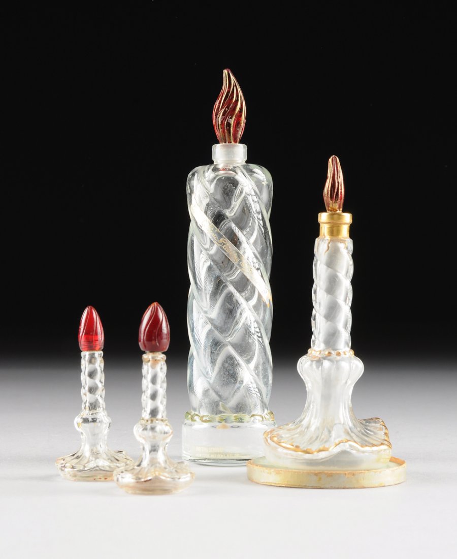 A GROUP OF "SLEEPING" GLASS FIGURAL PERFUME BOTTLES FOR: A GROUP OF "SLEEPING" GLASS FIGURAL PERFUME BOTTLES FOR ELSA SCHIAPARELLI (French/Italian 1890-1973), CIRCA 1938, designed by Surrealist painter René Magritte (Belgian 1898-1967), in the form of a tw