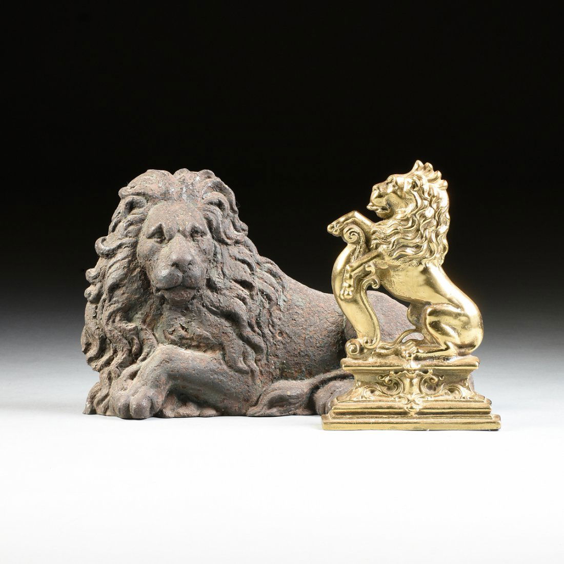 TWO CONTINENTAL CAST METAL LION PLAQUES, POSSIBLY (1 of 9)