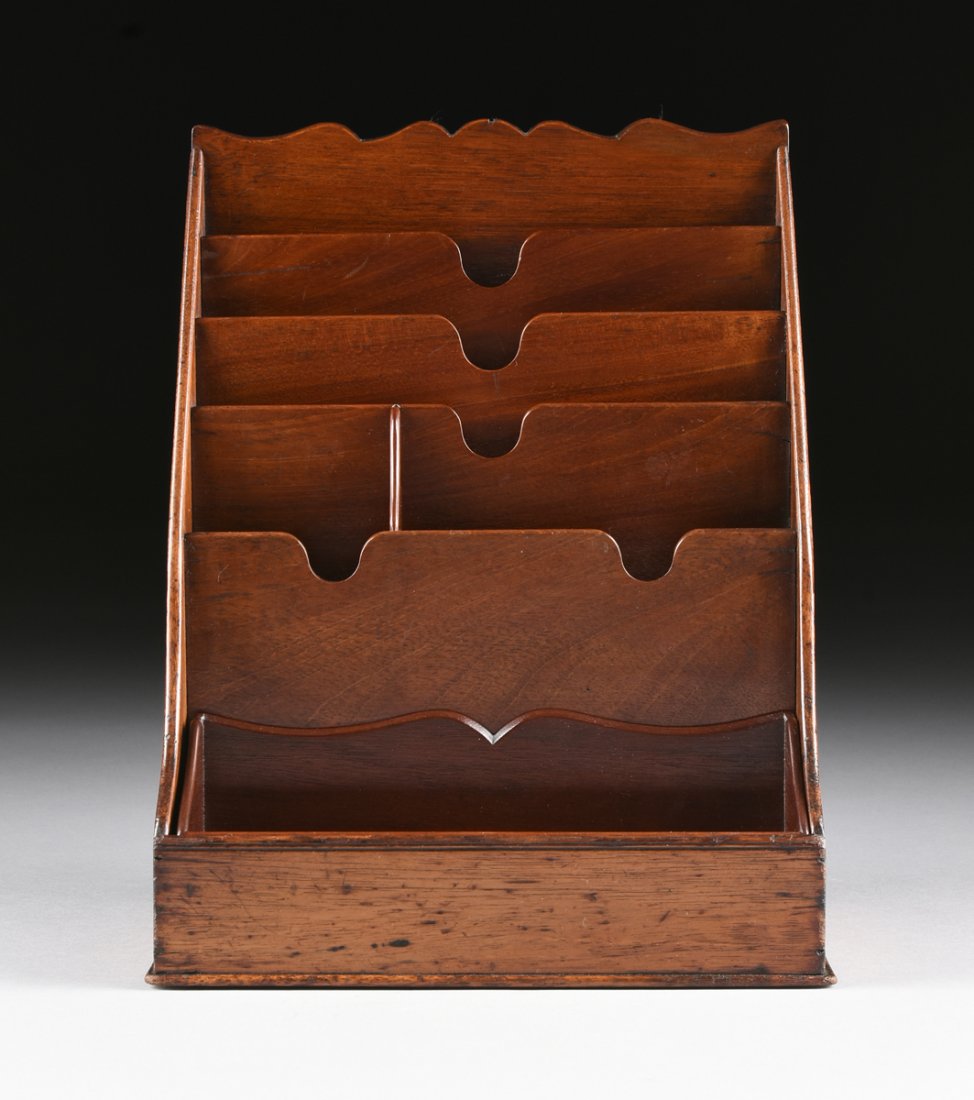 ANTIQUE CARVED MAHOGANY DESKTOP LETTER AND ACCESSORIES (1 of 10)