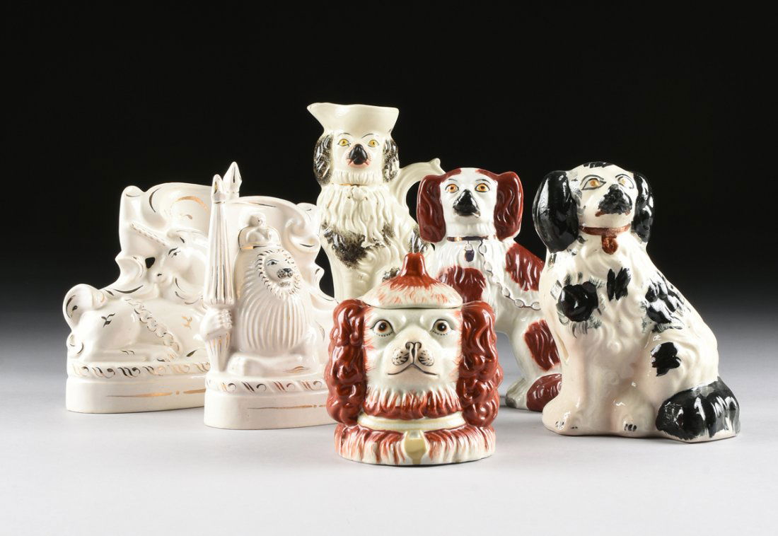 A GROUP OF SIX CERAMIC ANIMAL FIGURES, (1 of 10)