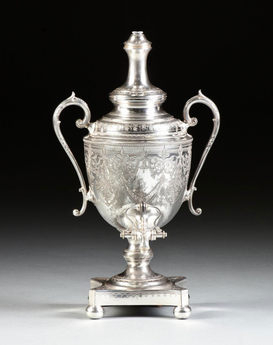 A VICTORIAN SILVER PLATED HOT WATER SAMOVAR LAMP, (1 of 9)