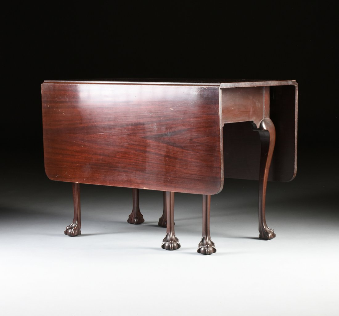 A QUEEN ANNE STYLE CARVED MAHOGANY DROP LEAF DINING (1 of 6)