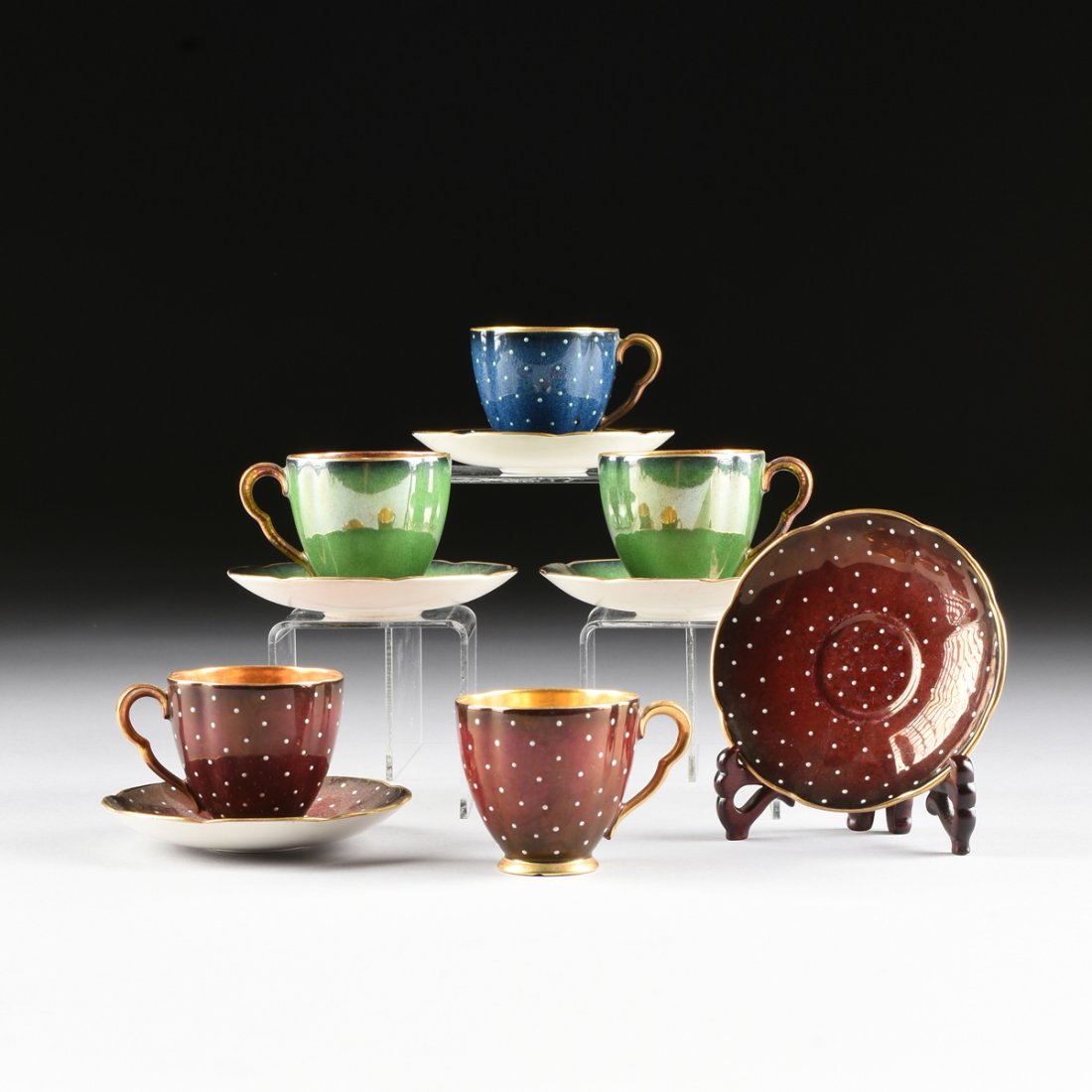 A SET OF FIVE ENGLISH CARLTON WARE DEMITASSE CUPS WITH (1 of 10)