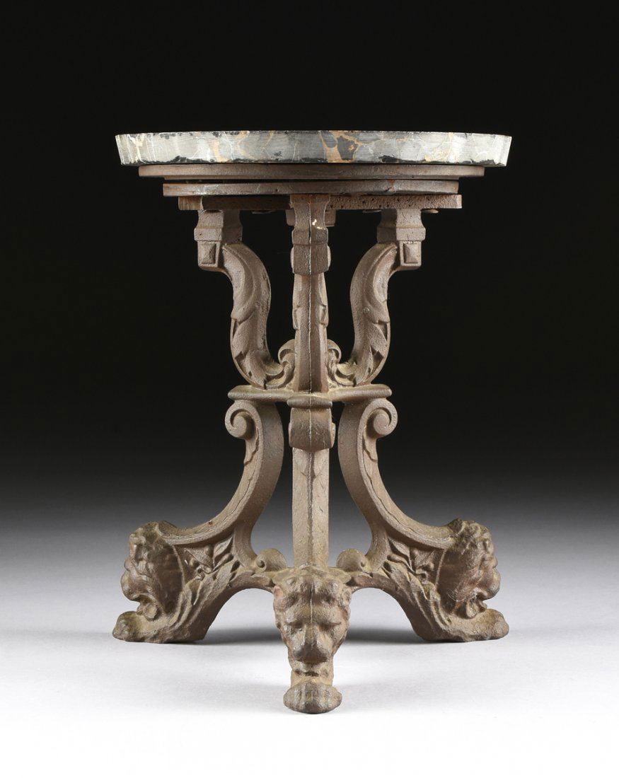 A SMALL VICTORIAN CAST IRON TRIPOD TABLE WITH LATER (1 of 8)