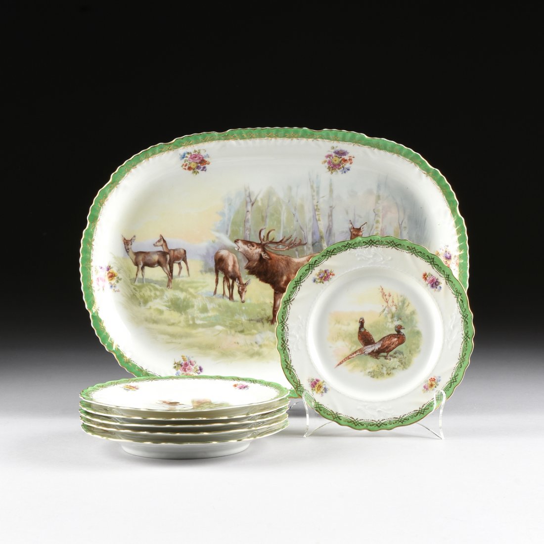 A SEVEN PIECE AUSTRIAN BIRDS AND WILDLIFE DECORATED (1 of 10)